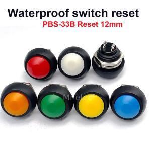 6Pcs PBS-33B 푸시 버튼 스위치 12MM 소형 방수 셀프 리셋 원형 전원 잠금 장치 프리 구형