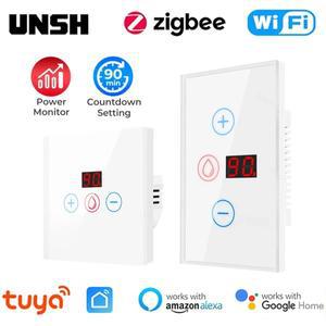 Tuya EU US WiFiZigBee 스마트 온수기 보일러 스위치 20A 전원 모니터 포함 Alexa Alice Google 홈을 통한