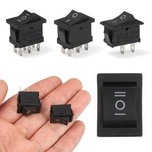 블랙 KCD1 전원 버튼 푸시 단추 스위치 2 핀 3 6 핀 온 오프 로커 전기 장비 스냅in 15x21mm 5 개 3A 250V