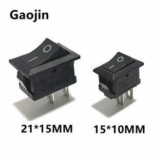 KCD1 2 핀 250V 3A SPST 블랙 보트 스위치 21x15mm 스냅인 온 오프 로커 위치 15x10mm 10 개묶음