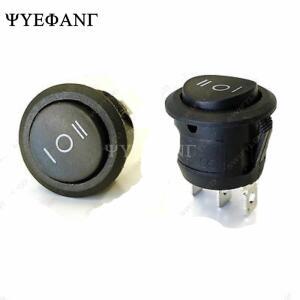 SPDT ON-OFF-ON 로커 스위치 스냅인 라운드 블랙 3 핀 10A 125V 6A AC 포지션 10 개 23mm