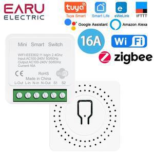 Tuya eWeLink WiFi ZigBee 16A 2채널 DIY 미니 소형 스마트 스위치 브레이커 모듈 타이머 릴레이 음성 무선