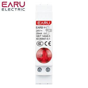 18MM DIN 레일 장착 LED 신호등 청각 및 시각 경보 시리즈 AC 230V DC 24V 표시등 빨간색
