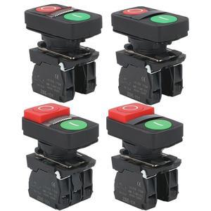 1Pcs XB5 조명 1 플랫 하이 푸시 더블 키 버튼 순간 스위치 전압 220V 24V 시작 중지 램프 22mm 1NO1NC 재