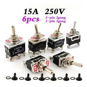 헤비 듀티 자동차 보트 로커 토글 스위치 부트 SPST ONOFF 15A 250V 2 3 핀 갱 6 개