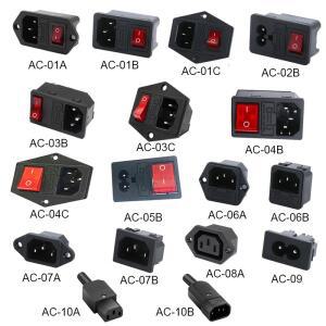 3핀 IEC320 C14 C15 전기 소켓 LED 250V 로커 스위치 황동 10A 퓨즈 여성 남성 입구 플매트 카펫 러그 커넥