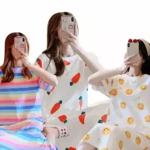 여름 롱 원피스 잠옷 여성잠옷원피스 여성긴원피스 실내복원피스 반팔긴원피스 여름긴원피스 긴잠옷 여자긴