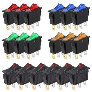 8Pcs KCD3 로커 스위치 보트 모양 3 핀 전기 장비 전원 ON-OFF 토글 LED 조명레드