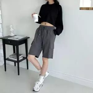 여성여름바지 밴딩 카고 여성 시원한 바지 5부 아이스 반바지 여름 여름바지