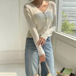 여성 브이넥 니트 간절기 봄 여름 긴팔 가디건 가디건 반팔 미니 간절기 긴팔 여름 봄 볼레로 숏