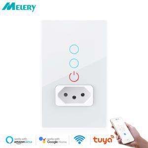전등소켓 MELERY WIFI 스마트 브라질 전등 GOOGLE 홈 ALEXA 유리 DOT 패널 센서 콘센트 터치 원격 스위치 소켓