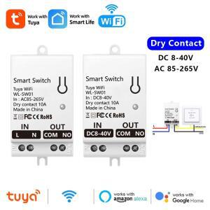 Tuya 스마트 WiFi 건식 접촉 스위치 모듈 10A 홈 범용 DIY 차단기 릴레이 DC 8-40V AC 85-265V Alexa Googl