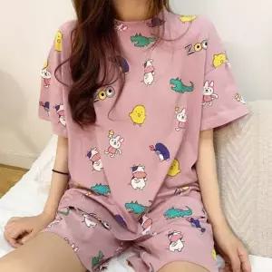 (선택 베이비인디핑크)인디핑크 파자마 잠옷 세트 반팔 반바지 여성 여름 여름잠옷 여성