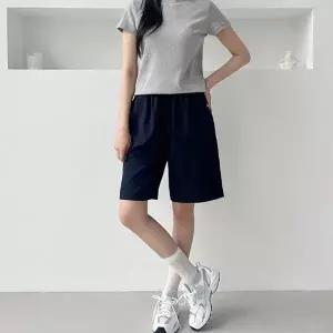 여성여름바지 시원한 반바지 여자카고바지 데일리 여름 인견 허리 여자 캐주얼 밴딩