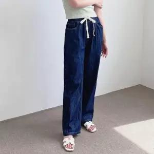 여성여름바지 여름 바지 여성 진청 밴딩 캐주얼 여자긴바지 린넨 팬츠 와이드