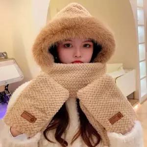 2컬러 겨울철 따뜻한 소프트 털 후드목도리 넥워머 후드