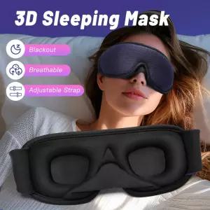 3D 수면 마스크 통기성 보호 암막 부드러운 편안한 조절 스트랩 보조