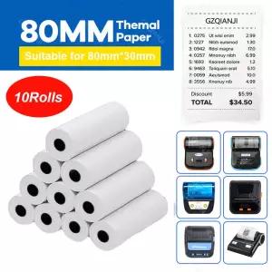 POS 영수증 프린터 상점 슈퍼마켓 약국 사무실 문구류 인쇄 티켓 빌 등록 10 롤 80x30mm