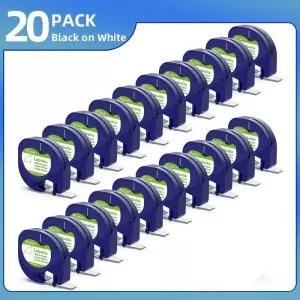 5-20pcs 호환 Dymo LetraTag 라벨 테이프 91200 91330 백서 12mm x 4m LT-100H 200B QX50 메이커 프린터