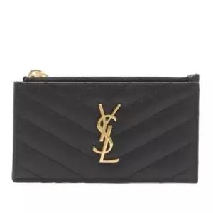 YSL 로고 마틀라쎄 가죽 지퍼 카드지갑 607915BOW01 1000