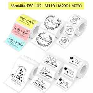 Marklife X2 라벨 프린터용 1PK 스티커 휴대용 방수 자체 접착 열전사 롤 용지