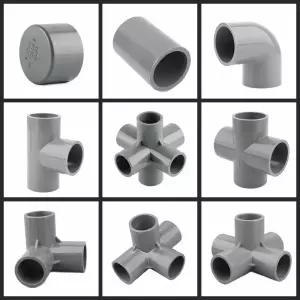 1pc 20 25 32mm 회색 PVC 파이프 커넥터 스트레이트 엘보 티 크로스 조인트 워터 어댑터 3 4 5 6 가지 방법