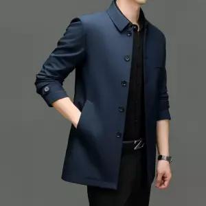 캐주얼 남성용 하프 칼라 데일리룩 트렌치 상의 코트 봄가을 산실크 인기3