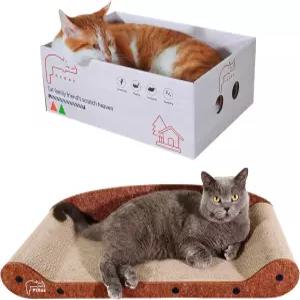 KEBKE 고양이 스크래처 24인치 소파 침대 및 스크래치 패드가 있는 16인치 라운지 박스 - 가구를 보호하는
