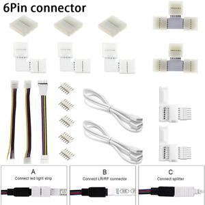6PIN RGB + CCT L 모양 T 납땜 없음  커넥터 Butted Line RGBCCT LED 스트립 조명용 6Pin 램프 연장 케이블
