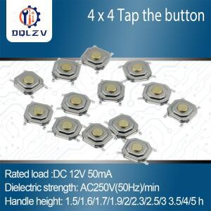 12V 5.2x5.2x1.5mm 0.5A 4 핀 SMT 푸시 버튼 스위치 금속 촉각 마이크로 택트 터치 구리 인터럽터 4x4x1.5