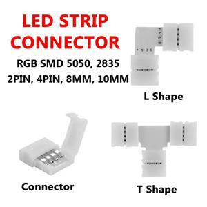 5피스 2 핀 3 4 5 T/L 모양 8MM 10MM LED 스트립 커넥터 RGB SMD 5050 2835 라이트