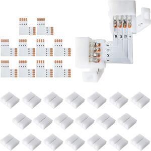 L자형 4 핀 LED 커넥터  직각 코너 3528/5050 SMD RGB용 무납땜 어댑터 단자  10mm 폭