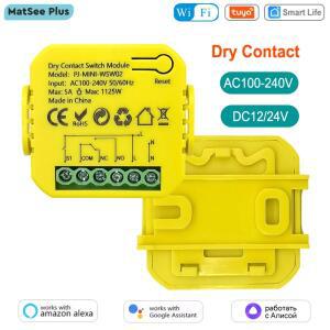 드라이 접촉 Tuya 스마트 라이프 WiFi 스위치 모듈 타이머 App 원격 제어 5A DC12V 24V AC100-240V Alexa G