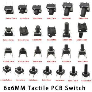 DIP SMT 마이크로 촉각 푸시 스위치 4 가지  6x6mm 시리즈 6x4.3mm 5mm 10mm 2 핀 50 개 버튼 키