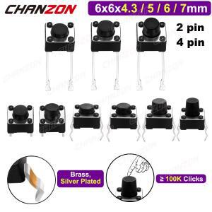 6x6mm x 4.3  5 6 7mm 마이크로 푸시 택트 스위치 2 4핀 터치 버튼 미니 소형 촉각 토글 Pcb 순간
