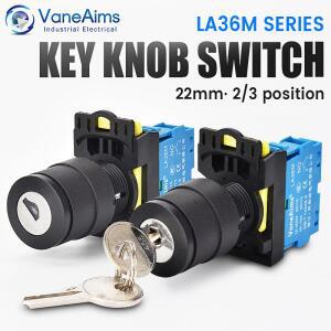 VaneAims 22mm LA36M 키 스위치 12v 220v 10A 2 1NO On Off 손잡이 버튼 2NO 3 키가  로터리 선택기