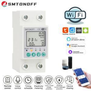 Tuya 스마트 생활 wifi 에너지 미터 힘 kWh 전압 보호자를 통해 지구 누출은 alexa 가정을 사용한다