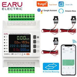 3상 TUYA WiFi 스마트 양방향 에너지 미터 3개의 CT 클램프 포함 누전 및 저전압 보호 계전기 스위치 제한