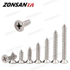 ZONSANTA M1.4 M2 M2.3 M3 M4 M5 M6 304 스테인레스 스틸 십자형 접시 머리 플랫 헤드 태핑 나사 나무