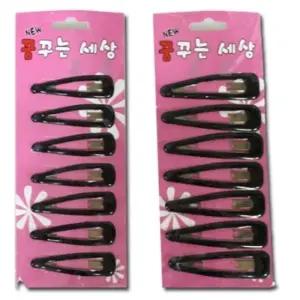 [룽스_62]헤어핀 잔머리 정리 사각똑딱핀 집게핀 검정