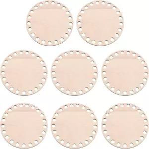PATIKIL 4인치 지름 코바늘 바구니 바닥 8개의 원형 빈 뜨개질 나무 받침대 DIY 공예 직조 제작 용품 홈