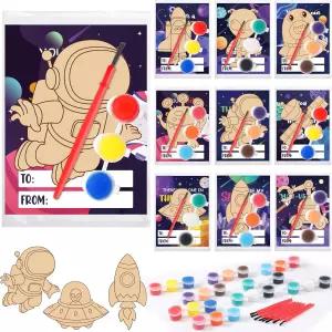 Blossound 36 세트 우주 파티 DIY 나무 페인트 공예 키트 갤럭시 생일 용품 구디백 스터퍼 경품 장식을