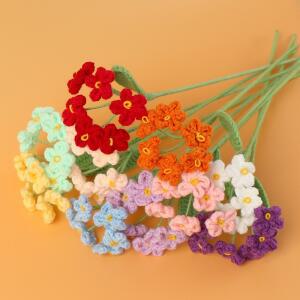 꽃철사 1PC 꽃 완성된 꽃다발 손으로 짠 인공 예쁜 홈 니트 감성 귀여운 졸업