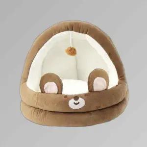 반려견 하우스 브라운 곰 분리형 안정감 실내 텐트
