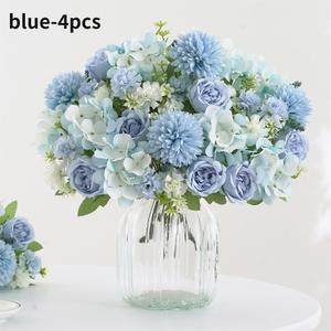 꽃철사 14PCS 인공 꽃 꽃다발, 재사용 모란 국화 룸 홈 꽃다발 수국 줄기,
