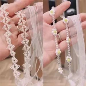 웨딩 플라워 결혼식 비즈 신부 진주 헤어밴드 웨딩헤어밴드 화려한