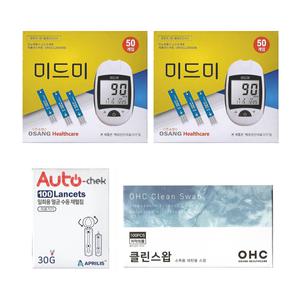 오상헬스케어 미드미 혈당시험지 100매+채혈침100개+알콜솜100매 - 27년 08월