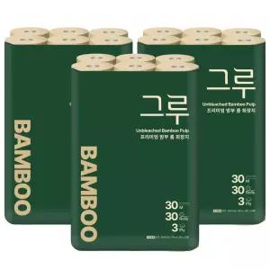 삼정펄프 그루 프리미엄 밤부 화장지 30m 30롤 3팩