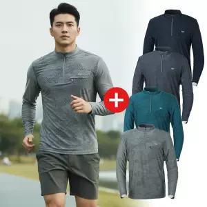 1+  1 여름 남성 남극 아이스 긴팔 티셔츠 집업 등산 티 기능성 작업복 상의 327
