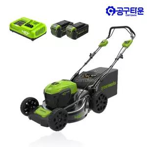 그린웍스 충전 듀얼 자동 잔디깍기 G-MAX 40V 5.0Ah 2팩 자주식 제초기 GW2501073-2
